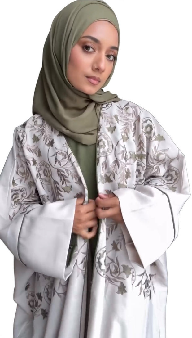Olive Bloom Embroidered Kimono